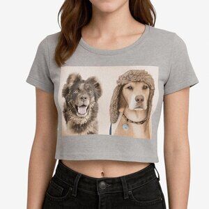 Offline by Aerie Women's Grey Graphic Print Short Sleeve Cropped T-Shirt Size XS